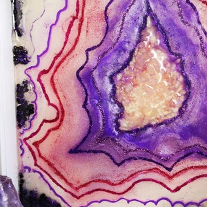 Resin painting Geode wall art PINK AND PURPLE image 6