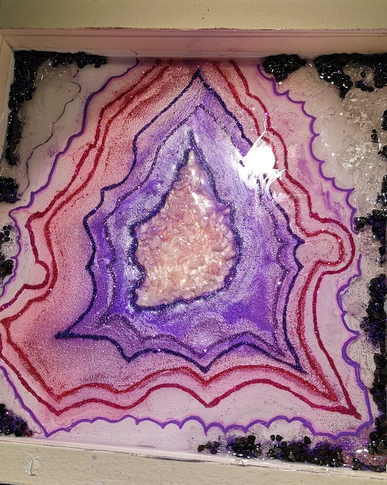 Resin painting Geode wall art PINK AND PURPLE image 2