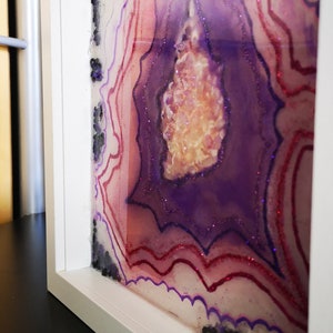 Resin painting Geode wall art PINK AND PURPLE image 8