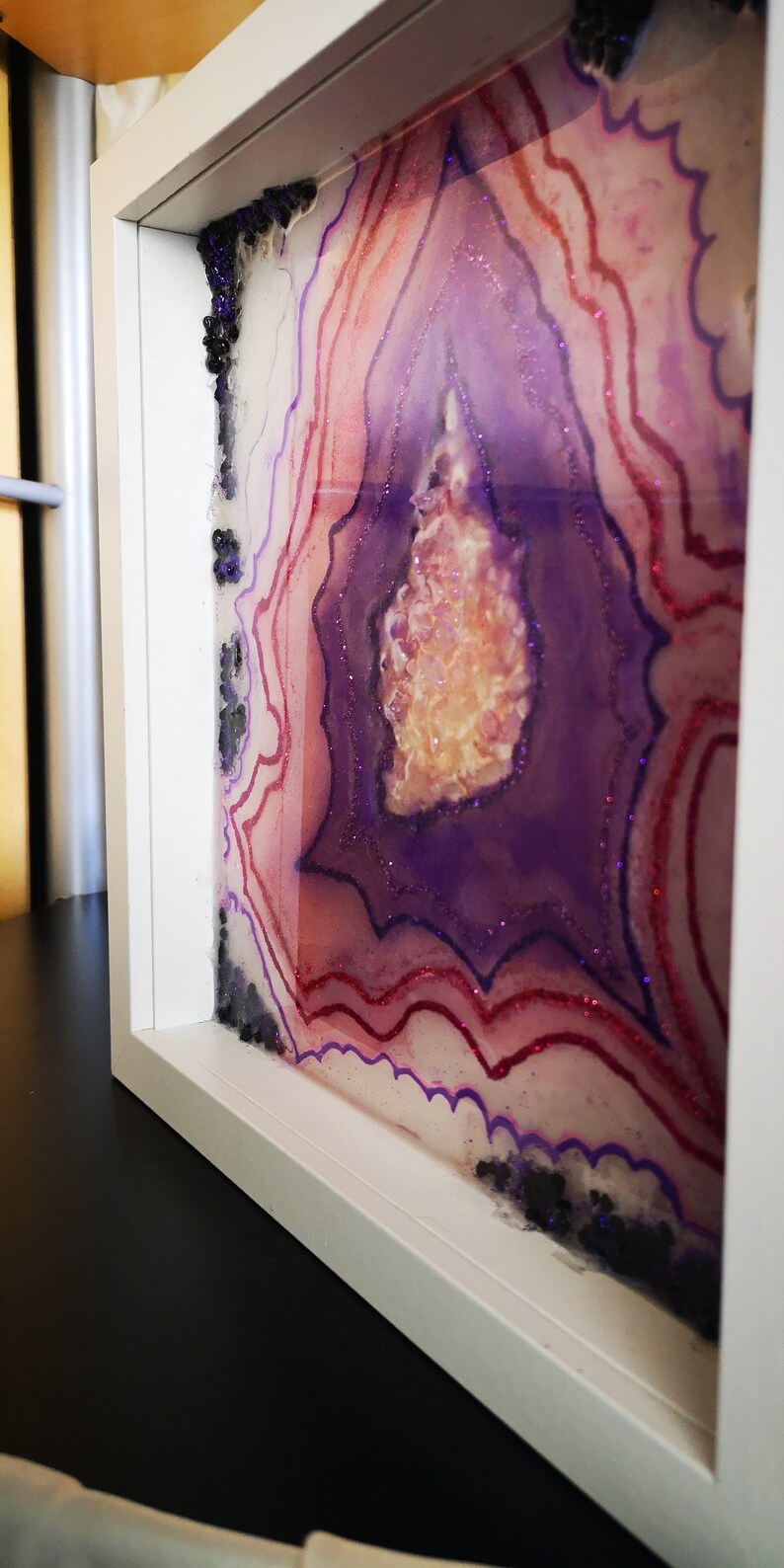 Resin painting Geode wall art PINK AND PURPLE image 8