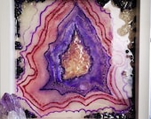 Quadro in resina- Geode wall art- ROSA E VIOLA