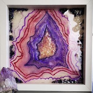 Resin painting Geode wall art PINK AND PURPLE image 1