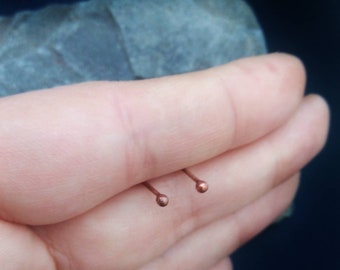 Tiny little copper earrings, copper wire dots studs