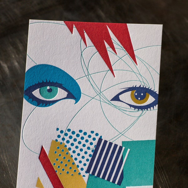 ¿VIDA EN MARTE? - David Bowie - regalo- Letterpress Art Print - Edición limitada y firmada - tarjeta - cadeau- Bowie Art