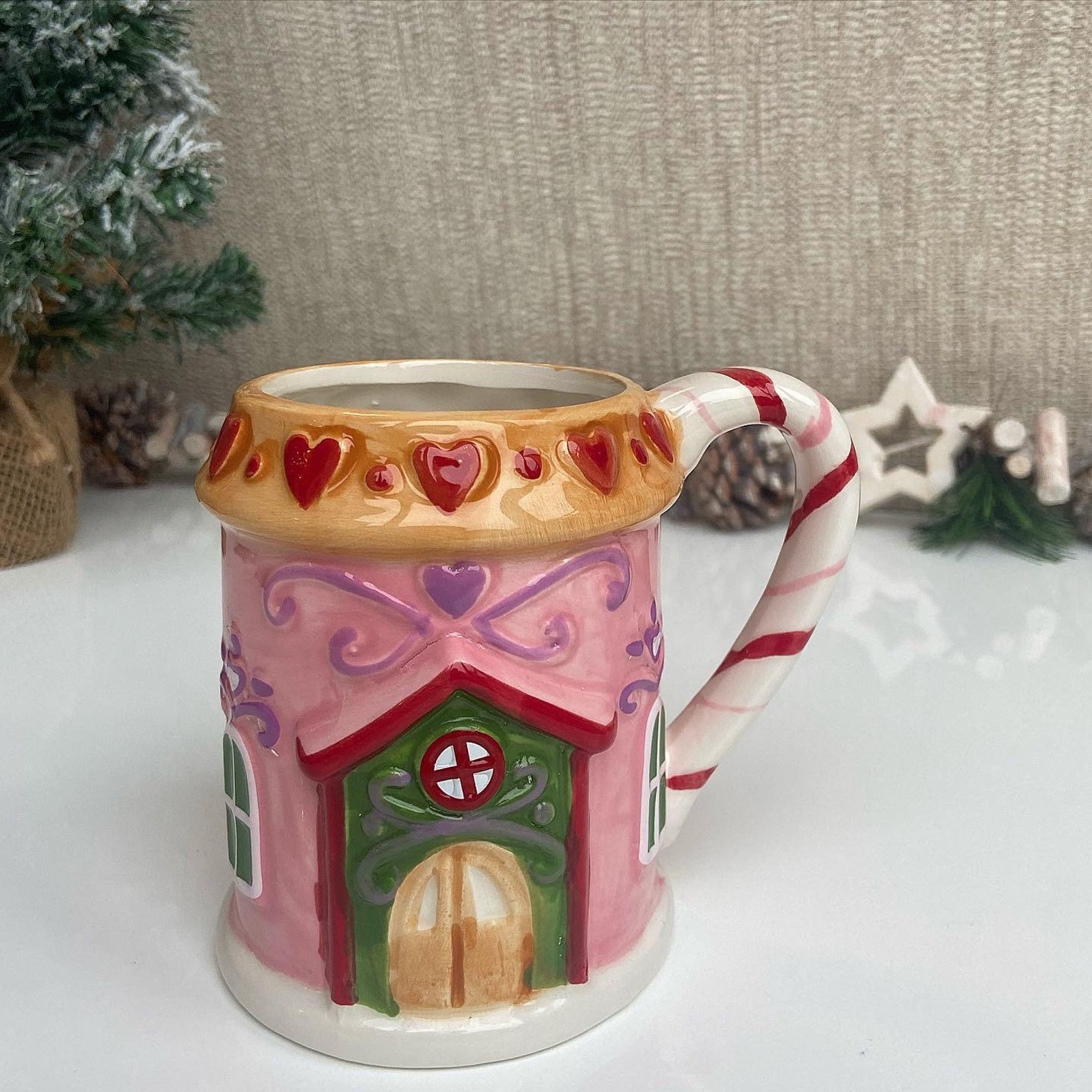 Gingerbread House Mug Pink/ Christmas Mug  Etsy