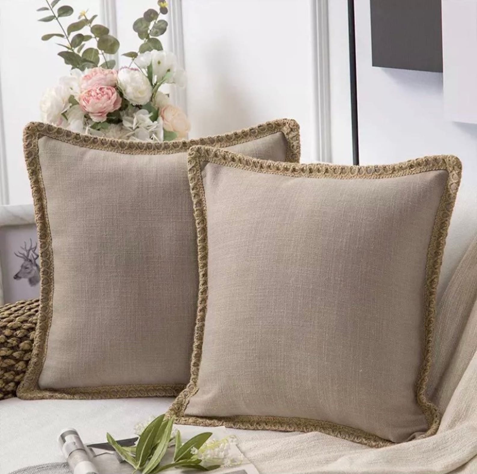 Luxury linen brown cushion cover Etsy
