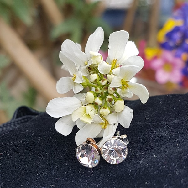 Lovely Crystal Clear Swarovski elements set in sterling silver.  Minimalist  Understate Beauty  Simple Sophistication for the Bride.