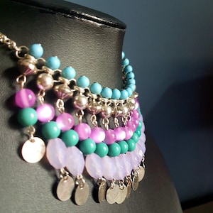Colourful Bohemian/Gypsy style/Tribal Statement Necklace/Choker.  Festival chic!