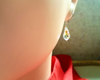 Handmade Aurora Borealis Swarovski Crystal Tear Drop Earrings, Sterling Silver