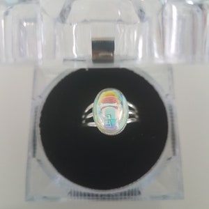 Fabulous statement Ring using Swarovski AB crystal elements.  Adjustable.  Just stunning.  14mx10mm