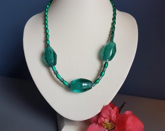 Handmade, Avant Garde Necklace, Sea Green Glass.  Simply Stunning! Perfect gift for the daring - Unique Knockmany Design. Relates to Pisces