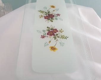 Prato de bolo floral vintage Chance Glass – travessa retangular retrô