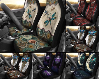 UZZUHI Dragonfly Car Seat Covers Coloful Decoration Front Seat Only Full Set of 2pc Automotive Interior Cover Mat Universal Fit 