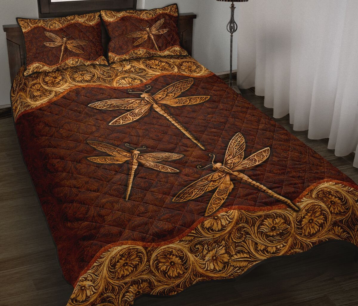 Dragonfly Quilt Bed Sets Dragonfly Lovers Gift Custom Gift Etsy