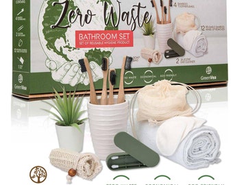 Kit Zero Dechet – brosse à dent en bois bambou, coton demaquillant lavable , nettoyant oreilles en silicone, 1 sac à savon offert