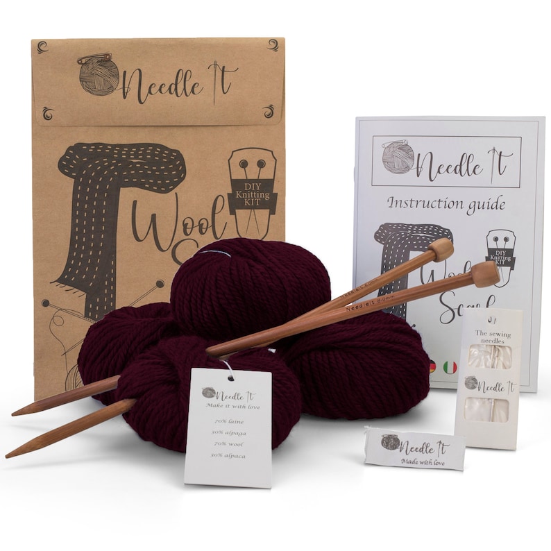 Needle It Kit Tricot pour débutant complet avec aiguilles à tricot Écharpe en laine à tricoter soi-même Idée Cadeau image 5