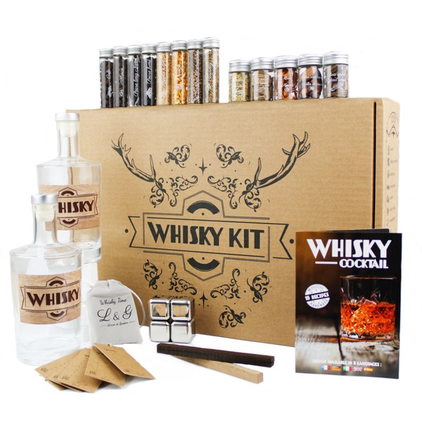 L&G® - Kit préparation et dégustation whisky arrangé - Idées cadeaux whisky DIY original - Noël, anniversaire - Made in France