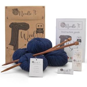 Needle It Kit Tricot pour débutant complet avec aiguilles à tricot Écharpe en laine à tricoter soi-même Idée Cadeau image 1