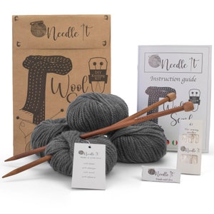 Needle It Kit Tricot pour débutant complet avec aiguilles à tricot Écharpe en laine à tricoter soi-même Idée Cadeau image 6