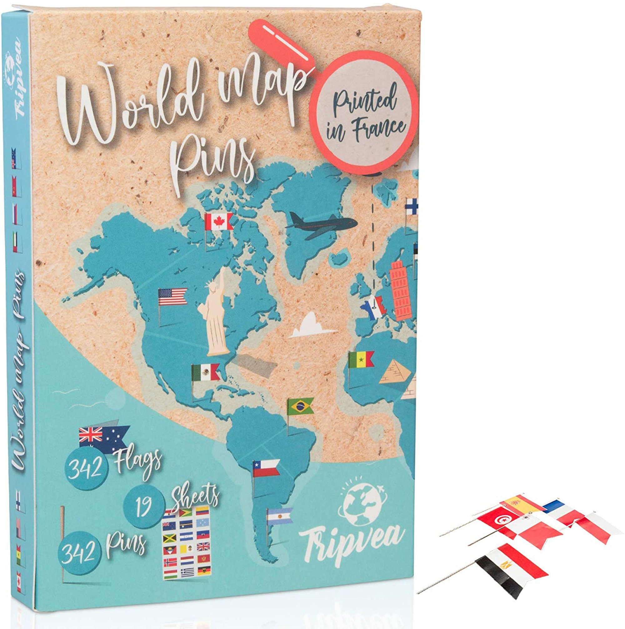 Tripvea - 342 Drapeaux à Planter Pour Globe Terrestre ou Carte