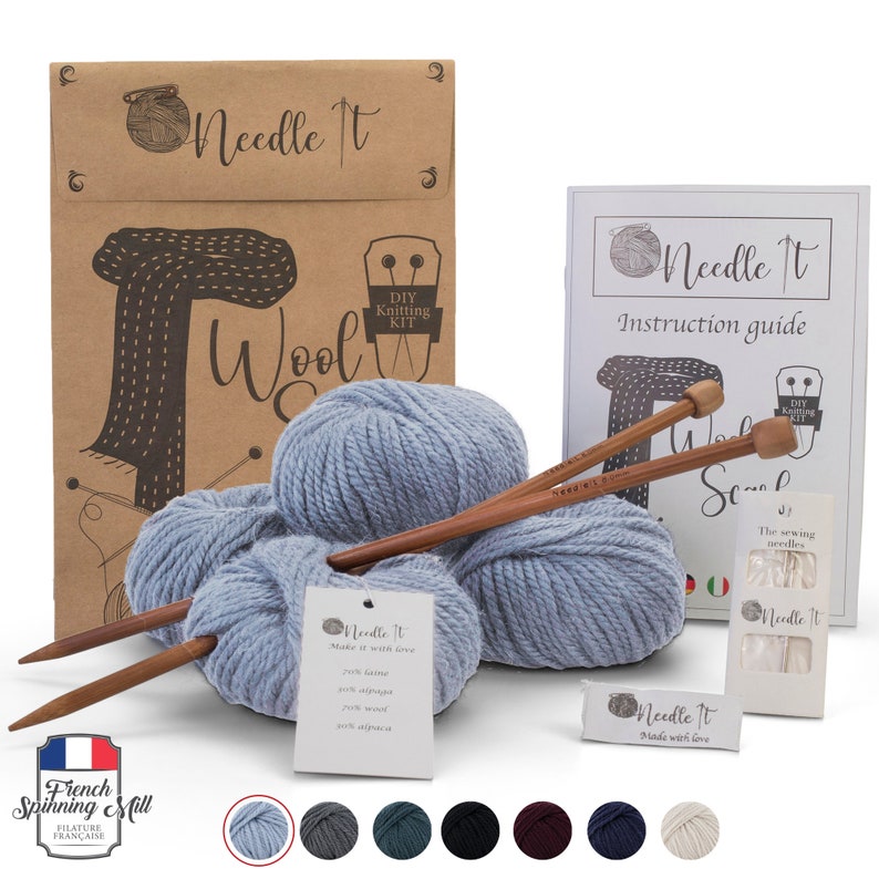 Needle It Kit Tricot pour débutant complet avec aiguilles à tricot Écharpe en laine à tricoter soi-même Idée Cadeau image 9