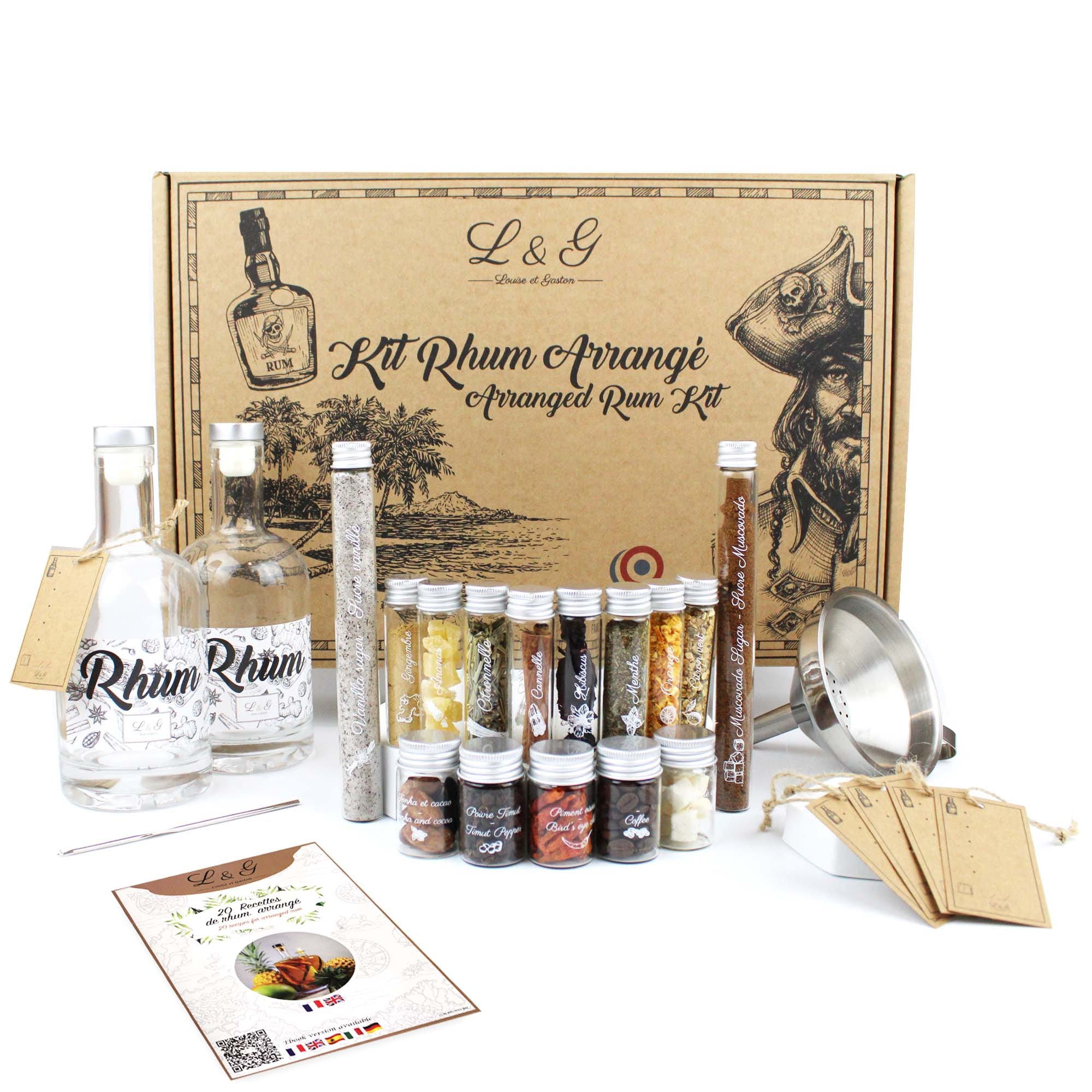 CADEAUX.COM - Kit de Fabrication Rhum Arrangé et son Verre Personnalisé -  Rhum Arrangé - Rhum - Cadeau Homme - Idée Cadeau Homme - Cadeau Papa 