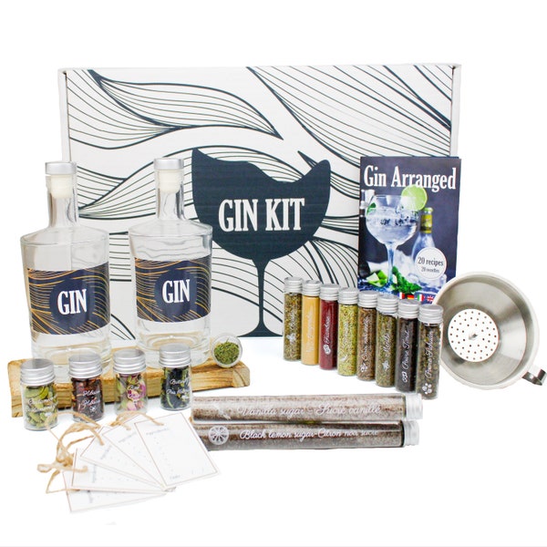 L&G ® - Kit préparation et dégustation gin arrangé - Coffret cadeau original - noël, anniversaire - fabriqué en France