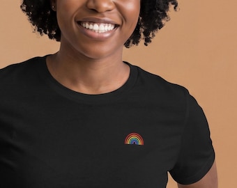 Regenbogen-T-Shirt mit Stickerei | Pride LGBTQ+ T-Shirt