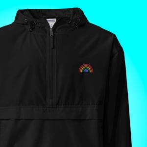 Champion Packable Windbreaker Jacket with Rainbow Embroidery | LGBTQ+ Pride
