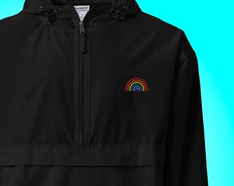Champion Packable Windjacke mit Regenbogen-Stickerei | LGBTQ+ Pride
