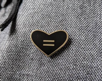 Equality Heart Enamel Pin | Black & Gold | Equality Symbol | LGBTQ+ Ally Pin | Pride Pin | Social Justice Pin