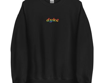 Regenbogen Dyke Rundhals-Sweatshirt | Bold LGBTQ + Pride Bekleidung | Bequemer Unisex Rundhalsausschnitt | Perfektes Geschenk für Queer Freunde