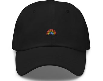 Stolz Regenbogen | Dad Mütze | Handgefertigter bestickter Hut für Festivals, perfektes LGBT Pride Geschenk