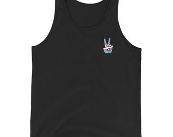 Trans Flag Peace Sign Tank Top | LGBTQ Pride Shirt | Trans Love Graphic Tee