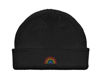 Regenbogen Mütze | LGBTQ+ Pride Strickmütze | Gay Fischer Styled Toque