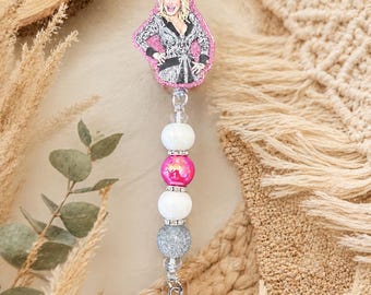 Dolly Parton Abzeichen Reel | Rosa einziehbarer Ausweishalter | Handgemachtes Country Musik Geschenk