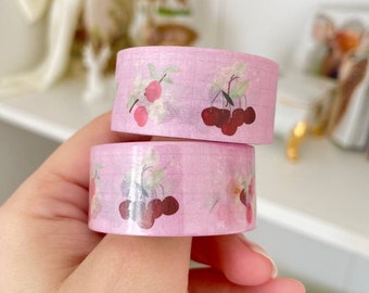 Fruit Washi Tape / Cottage Core Strawberry, Grapefruit, Peach and Cherry Washi Tape / for gift, planner etc.