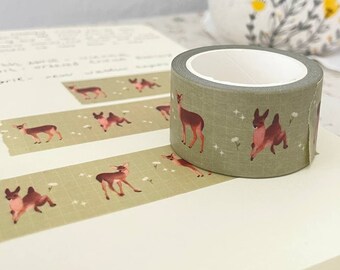 Deer Cottage Core Washi Tape | vintage masking tape for gifts, scrapbooking, bullet journals