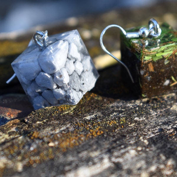 Boucles d’oreilles Grass Block et Cobblestone