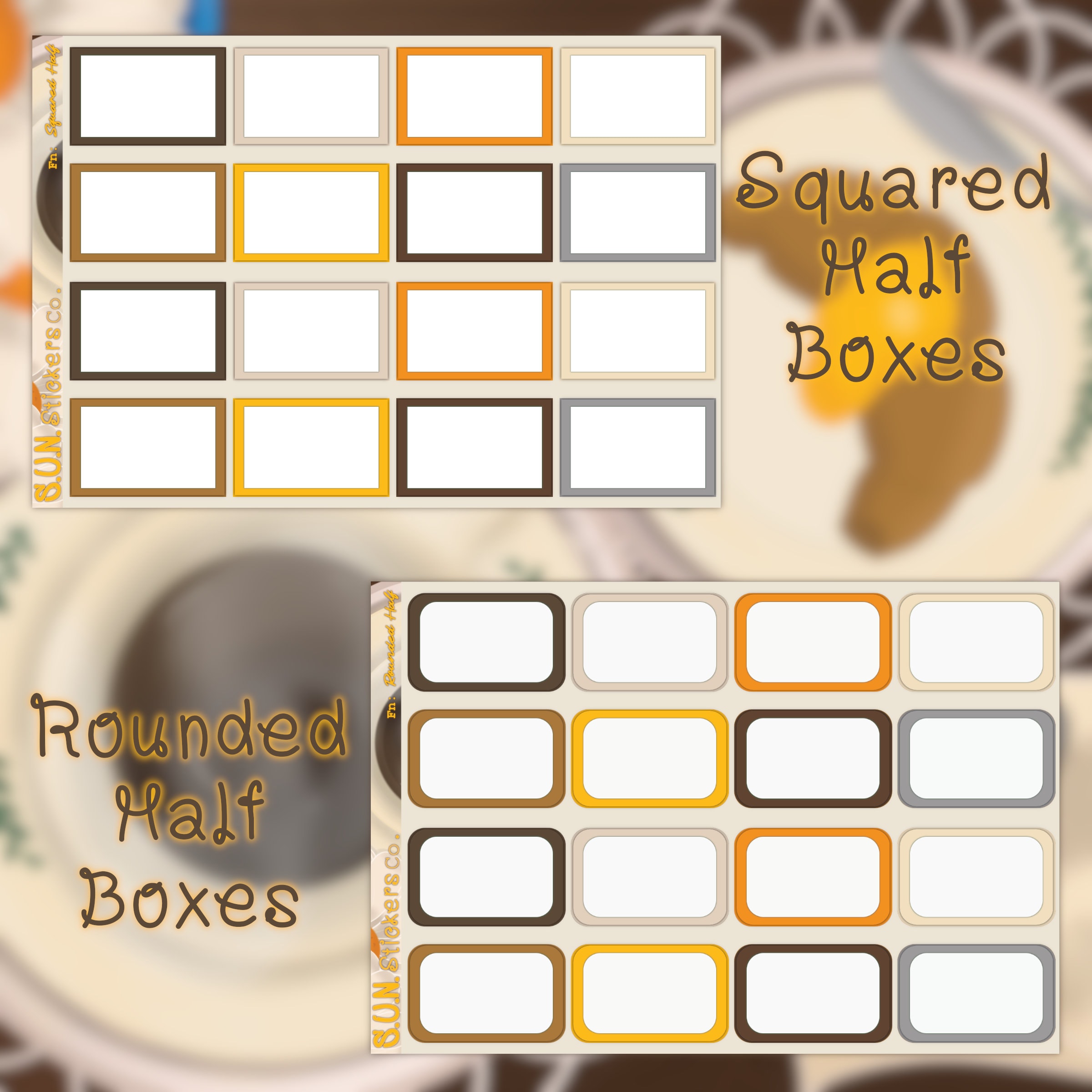 Functional Planner Stickers, Half Box, Quarter Box, Full Box ...