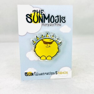 Acrylic Pin; Gold Hot Stamping Acrylic Pin; Sun Character Acrylic Pin; Pin; Character Pin; Cute Pin; Kawaii Planner Pin; Planner Pin