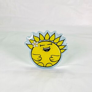 Acrylic Pin; Clear Glitter Acrylic Pin; Sun Character Acrylic Pin; Pin; Character Pin; Cute Pin; Kawaii Planner Pin; Planner Pin