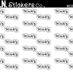 Weekly Script Stickers, Word Stickers, Stickers for Planners, Stickers for Calendars, Stickers for Journals