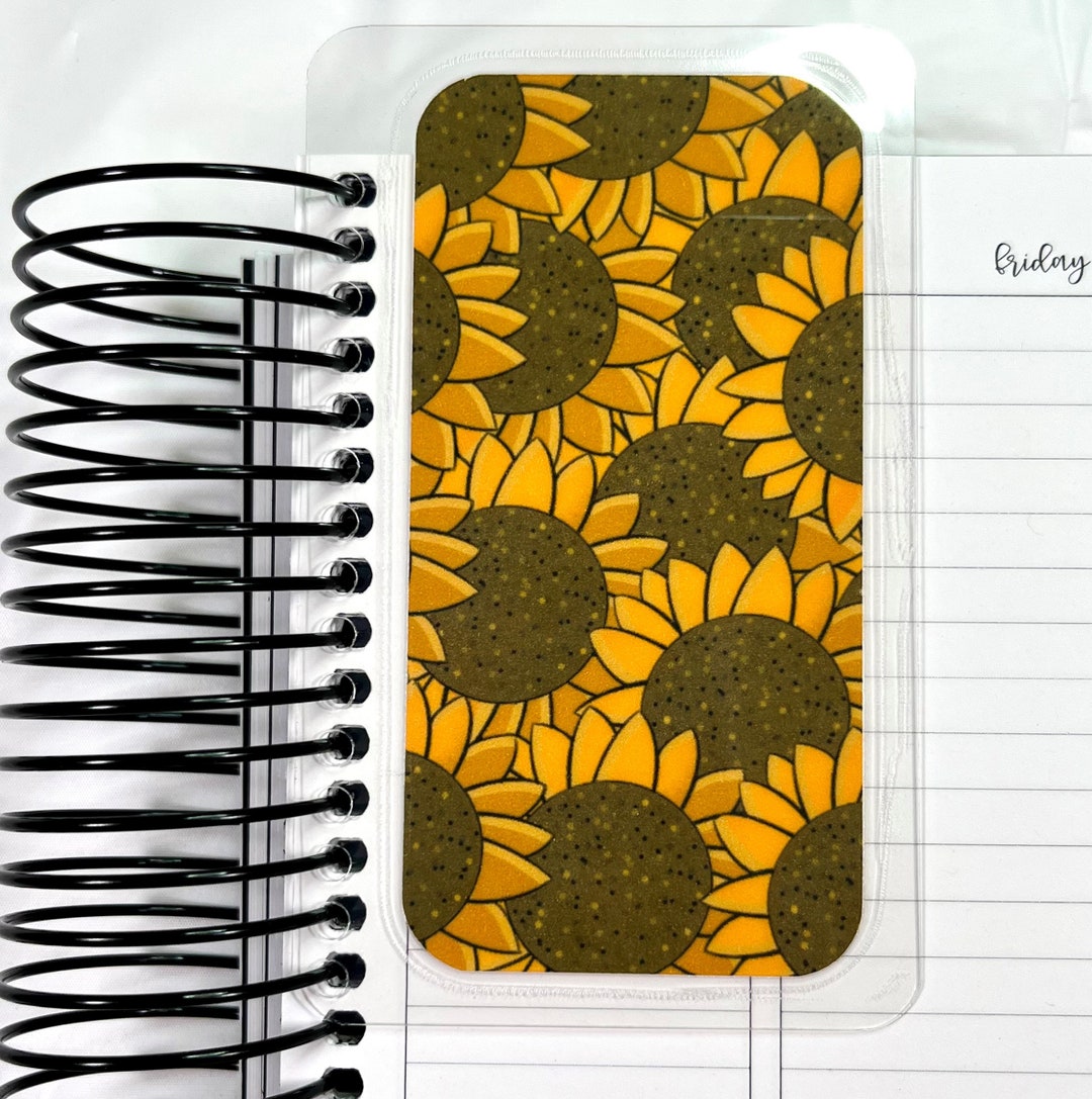 Sunflower Themed Bookmarks for Spiral Books & Notebooks, Laminated