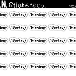 Workout Script Sticker Sheets; EC/HP/Recollections/BuJo/Calendar Script Stickers; Planner Accessories; Script Stickers; Font Stickers