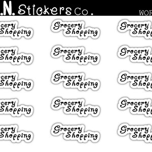 Grocery Shopping Stickers, Script Stickers, Word Stickers, Stickers for Planners, Stickers for Calendars, Stickers for Journals