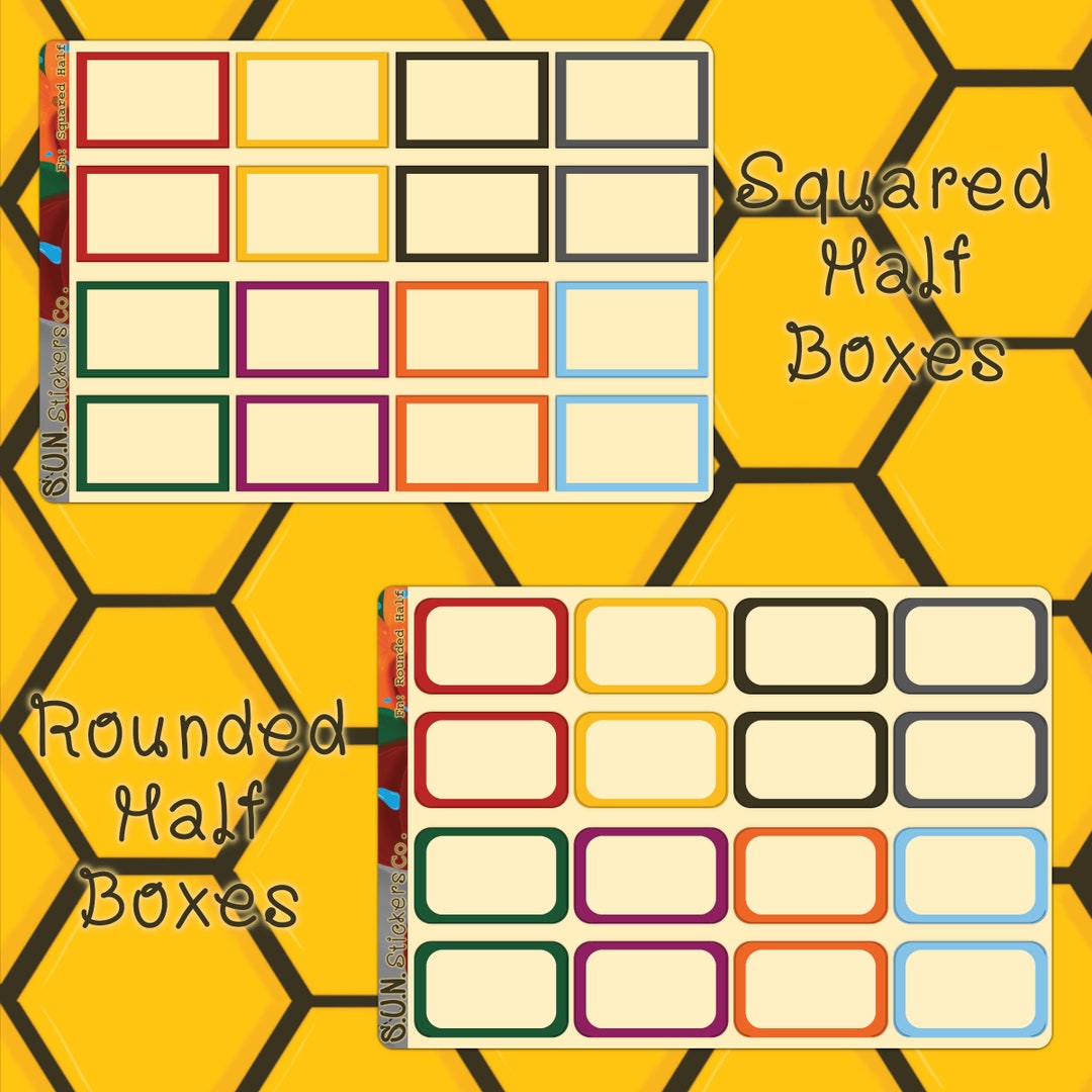 Half Box Stickers, Quarter Box Stickers, Labels, Checklists Stickers ...