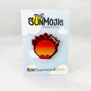 Acrylic Pin; Red Acrylic Pin; Sun Character Acrylic Pin; Pin; Character Pin; Cute Pin; Kawaii Planner Pin; Planner Pin