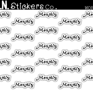 Monthly Stickers, Script Stickers, Word Stickers, Stickers for Planners, Stickers for Calendars, Stickers for Journals