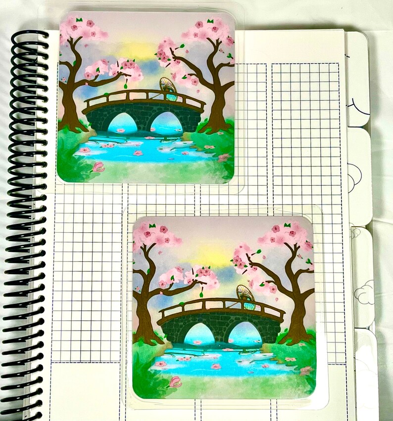 Sakura Bridge Themed Bookmarks for Books, Spiral Books & Notebooks ...